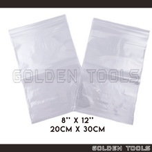 Load image into Gallery viewer, 100 Pcs 8.0'' X 12.0" (20cm x 30cm) Thick Transparent Packaging Plastic Bag Sealable Zipper Zip Lock Storage Organizer