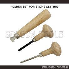 Load image into Gallery viewer, Pusher Set for Stone Setting Wooden Handle Gem Ring Settings Jewellery Setting Bezel Prong DIY Ring Craft Cincin Batu