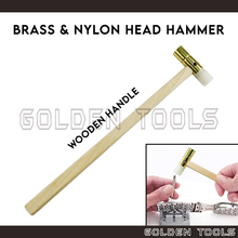 Load image into Gallery viewer, Wooden Hammer Brass Head Nylon Head Handicraft Art DIY Jewellery Making Tools