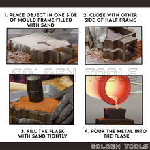 Load image into Gallery viewer, 2 Pcs Cast Iron Flask Mould Sand Casting Cincin Perak Metal Making Tools