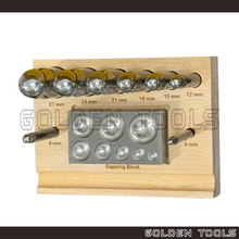 Load image into Gallery viewer, 9 Pcs Steel Dapping Punches & Dapping Block Set Dome Punches and Block Handicraft Art DIY Jewellery Making Tools