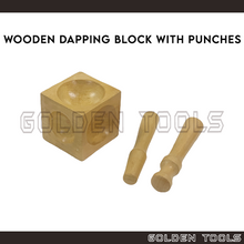 Load image into Gallery viewer, Wooden Dapping Doming Block with 2 Punches DIY Tools Jewellery Metal Sheet Hand Tools