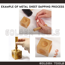 Load image into Gallery viewer, Wooden Dapping Doming Block with 2 Punches DIY Tools Jewellery Metal Sheet Hand Tools