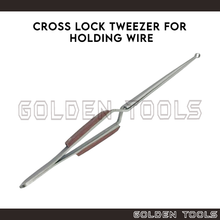 Load image into Gallery viewer, Wire Holding Tweezer Cross Locking with Small Round Slot for Thin Wire Holding