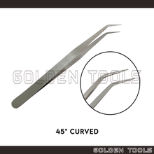 Load image into Gallery viewer, 8" Stainless Steel Non-magnetic Soldering Tweezer ES With 45° Curved/Straight Smooth Tip Soldering Jewellery Tools