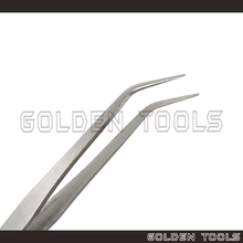 Load image into Gallery viewer, 8" Stainless Steel Non-magnetic Soldering Tweezer ES With 45° Curved/Straight Smooth Tip Soldering Jewellery Tools