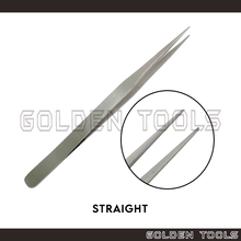 Load image into Gallery viewer, 8" Stainless Steel Non-magnetic Soldering Tweezer ES With 45° Curved/Straight Smooth Tip Soldering Jewellery Tools