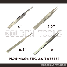 Load image into Gallery viewer, Stainless Steel Non-magnetic AA Tweezer Smooth Thin Tip Holding Tools Jewellery Engineering Tools Hobby Watch