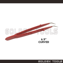 Load image into Gallery viewer, 6.5" Insulated Tweezer With Serrated Straight/Curved Tip Jewelry Precision Holding Tools Anti Heat Conductivity