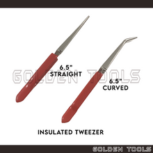 Load image into Gallery viewer, 6.5" Insulated Tweezer With Serrated Straight/Curved Tip Jewelry Precision Holding Tools Anti Heat Conductivity
