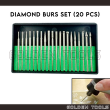 Load image into Gallery viewer, 20 Pcs Diamond Burs With 2.35mm Shank Swiss Burs Drill High Speed Handpiece Dental Tool Jewellery