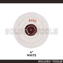 Load image into Gallery viewer, 50 Ply Stitched / Unstitched Disk Cloth Polishing Buff Wheel Leather Center Jewellery Polishing Metal Polishing Tools