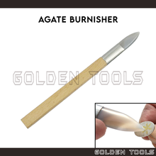Load image into Gallery viewer, 9.25" 23.5cm Straight Edge Agate Burnisher With Bamboo Handle For Wax, Clay And PMC Work Jewellery Casting Polishing
