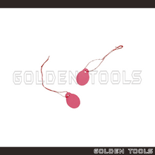 Load image into Gallery viewer, ± 500 Pcs Oval Shape Pink Jewellery Price Tag With Thin Red Thread Display Tag Emas Label Tanda Harga
