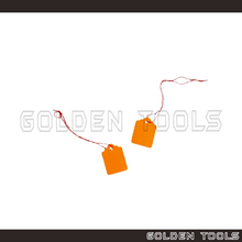 Load image into Gallery viewer, ± 500 Pcs Rectangular Shape Orange Jewellery Price Tag With Thin Red Thread Display Tag Emas Label Tanda Harga
