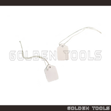 Load image into Gallery viewer, ± 500 Pcs Rectangular Shape White Jewellery Price Tag With Thick White Thread Display Tag Emas Label Tanda Harga
