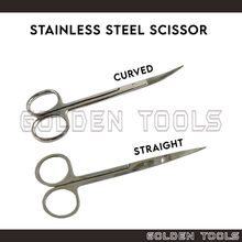 Load image into Gallery viewer, Stainless Steel Scissors With Straight / Curved End Gunting Emas Collar Cutting Scissors Jewellery Dental Tools
