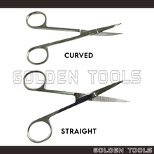Load image into Gallery viewer, Stainless Steel Scissors With Straight / Curved End Gunting Emas Collar Cutting Scissors Jewellery Dental Tools
