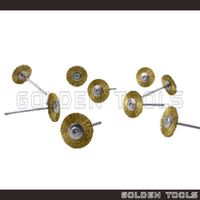 Load image into Gallery viewer, 21mm Abrasive Mounted Crimped Copper Wire Wheel Brush 2.35mm Shank Polishing Buff Jewellery Tools Dental Tools
