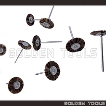 Load image into Gallery viewer, 21mm Abrasive Mounted Soft Grey Goat Hair Wheel Brush 2.35mm Shank Jewellery Metal Polish Dental Polishing Kain Kilat
