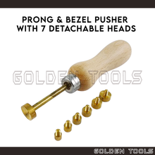 Load image into Gallery viewer, Prong Bezel Pusher 7 Heads Set Wooden Handle Stone Setting DIY Ring Craft
