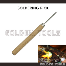 Load image into Gallery viewer, Stainless Steel Soldering Pick Solder Pick Wooden Handle Jewellery Needle Tool Clay Modelling Sculpting DIY Craft
