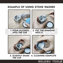 Load image into Gallery viewer, Diamond Stone Cup Washer Glass Bottle with Sieve Cleaner Cup Manual Jewellery Cleaner
