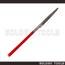 Load image into Gallery viewer, UO-Chikyu 220mm Triangle Swiss Pattern Hiroshima File With Red Handle Kikir Emas Besi Metal Jewellery Polishing
