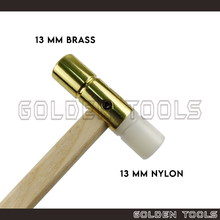Load image into Gallery viewer, Wooden Hammer Brass Head Nylon Head Handicraft Art DIY Jewellery Making Tools

