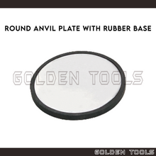 Load image into Gallery viewer, Round Anvil Steel Bench Block 5" With 5.5" Rubber Base Set Art Crafting DIY Hammering Casting Tools
