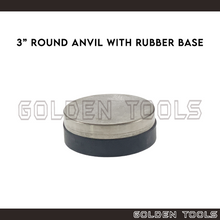 Load image into Gallery viewer, 3" Round Anvil Steel Bench Block With Rubber Base Set Art Crafting DIY Hammering Casting Tools
