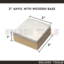 Load image into Gallery viewer, 3" Anvil Steel Dapping Block With Wooden Base Casting DIY Art Crafting Tools
