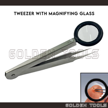 Load image into Gallery viewer, Tweezer 3x Magnifying Glass Handicraft Art DIY Watch Electronic Component Holding Tools Gemstone Cincin Batu Holder

