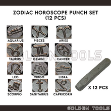 Load image into Gallery viewer, Zodiac Horoscope Cop Metal Stamp Set Marking Punch Set DIY Jewellery Stamping Marking Tools
