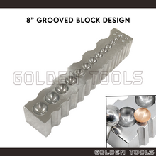 Load image into Gallery viewer, 8" Steel Grooved Long Cylinder Shape Dapping Design Block Dapping Dies For Jewellery Casting Tools
