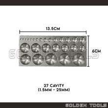 Load image into Gallery viewer, 27 Cavity / 36 Cavity Dapping Block Half Sphere 1.5mm - 25mm Metal Shaping Jewellery Casting Tools DIY
