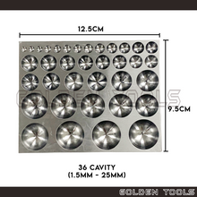Load image into Gallery viewer, 27 Cavity / 36 Cavity Dapping Block Half Sphere 1.5mm - 25mm Metal Shaping Jewellery Casting Tools DIY
