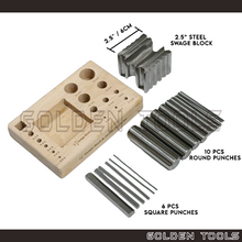 Load image into Gallery viewer, Swage Block &amp; Steel Punch Set Block Handicraft Art DIY Jewellery Making Shaping Tools
