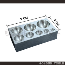 Load image into Gallery viewer, 9 Pcs Steel Dapping Punches &amp; Dapping Block Set Dome Punches and Block Handicraft Art DIY Jewellery Making Tools
