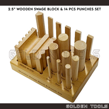 Load image into Gallery viewer, Swage Block &amp; Wooden Wood Punch Set Block Handicraft Art DIY Jewellery Making Shaping Tools
