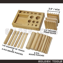Load image into Gallery viewer, Swage Block &amp; Wooden Wood Punch Set Block Handicraft Art DIY Jewellery Making Shaping Tools
