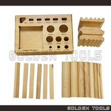 Load image into Gallery viewer, Swage Block &amp; Wooden Wood Punch Set Block Handicraft Art DIY Jewellery Making Shaping Tools
