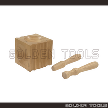 Load image into Gallery viewer, Wooden Dapping Doming Block Grooved Lines with 2 Punches DIY Tools Jewellery Metal Sheet Hand Tools
