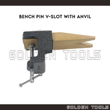Load image into Gallery viewer, Bench Pin With Anvil V-Slot Bench Pin Wood Stopper Jewellery Making Table DIY Desk Tool
