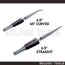 Load image into Gallery viewer, 6.5" Stainless Steel Non-magnetic Cross Lock Soldering Tweezer With 45° Curved / Straight Serrated Tip Soldering Tools
