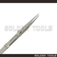 Load image into Gallery viewer, 6" Diamond Tweezer With Slide Locking With Serrated Tip For Holding Diamond, Bead And Stone Jewellery Hand Tools
