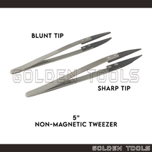Load image into Gallery viewer, 5" Stainless Steel Non-magnetic Tweezer Blunt/ Sharp Tip Soldering Jewellery Tools
