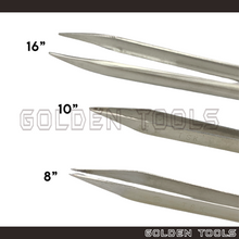 Load image into Gallery viewer, 8'' 10" 16" Stainless Steel Non-magnetic Tweezer for General Use Holding Tools Jewellery Tools Engineering Tools Watch
