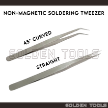 Load image into Gallery viewer, 8" Stainless Steel Non-magnetic Soldering Tweezer ES With 45° Curved/Straight Smooth Tip Soldering Jewellery Tools
