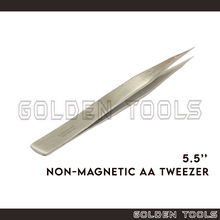 Load image into Gallery viewer, Stainless Steel Non-magnetic AA Tweezer Smooth Thin Tip Holding Tools Jewellery Engineering Tools Hobby Watch
